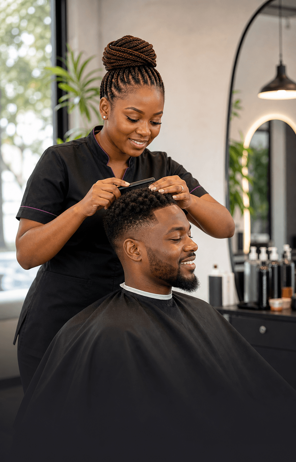 A polished beauty studio with booking options ready on a tablet